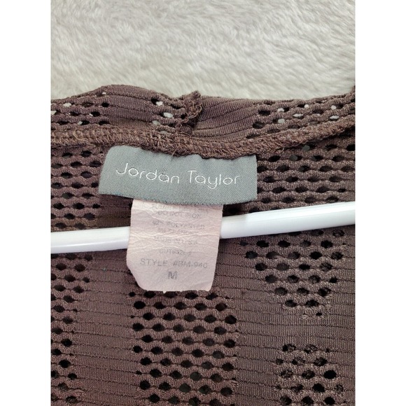 Jordan Taylor Swim Cover Up Dress Women Size Medium Brown Mesh Hooded Drawstring - Picture 6 of 6